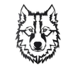 Wallity Wolf v11 Escultura de pared de metal negra
